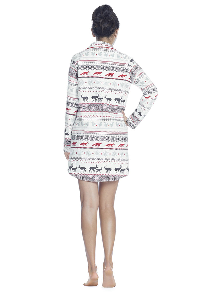 American Fair Isle Flannel Long Sleeve Classic Nightshirt