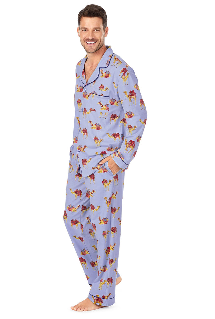 Caravan Stretch Mens Long Sleeve Classic Pj Set