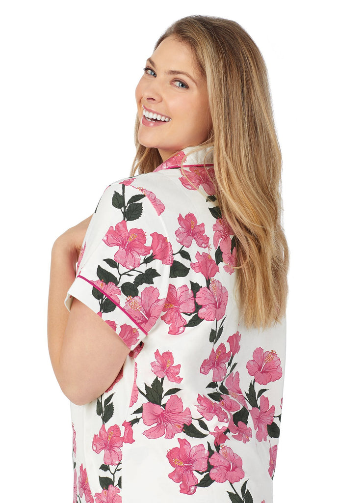 Island Flower Short Sleeve Cropped Stretch Jersey PJ Set