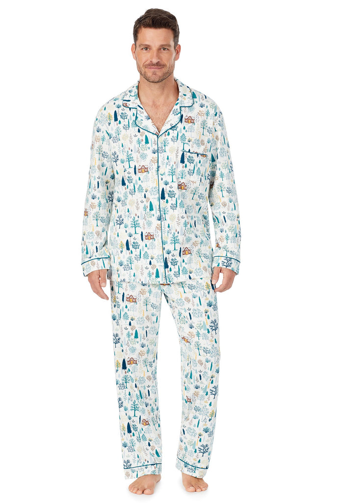 Cabin In The Woods Stretch Mens Long Sleeve Classic Pj Set