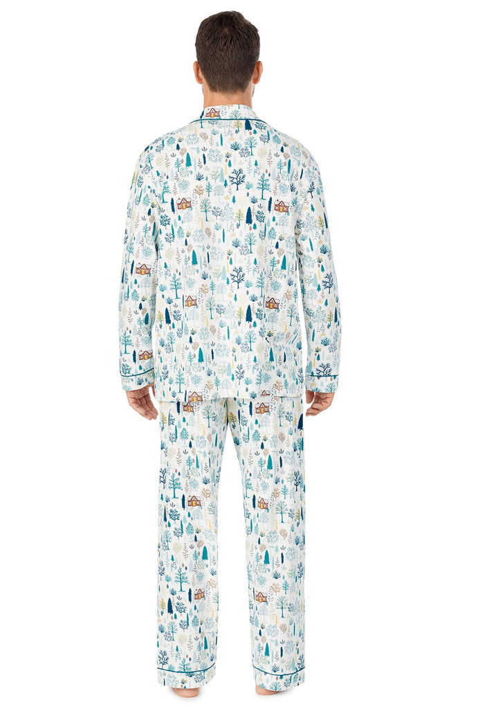 Cabin In The Woods Stretch Mens Long Sleeve Classic Pj Set