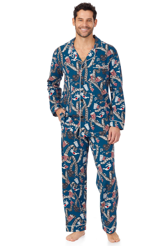 Movie Night Mens Long Sleeve Classic Stretch Jersey PJ Set