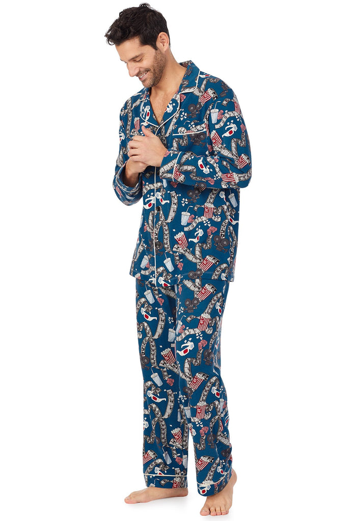 Movie Night Mens Long Sleeve Classic Stretch Jersey PJ Set