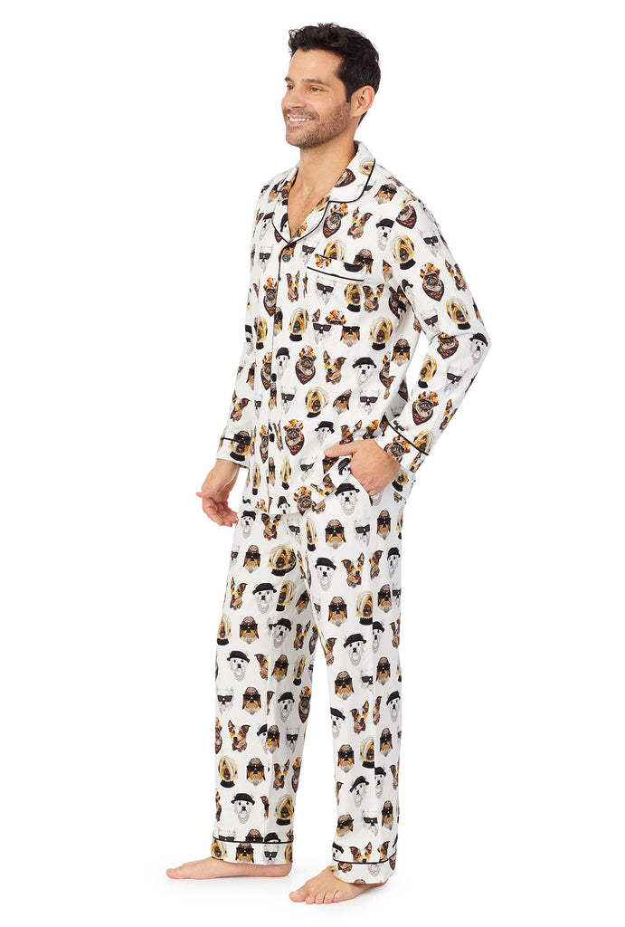 Celebrity Pups Mens Long Sleeve Classic Stretch Jersey PJ Set