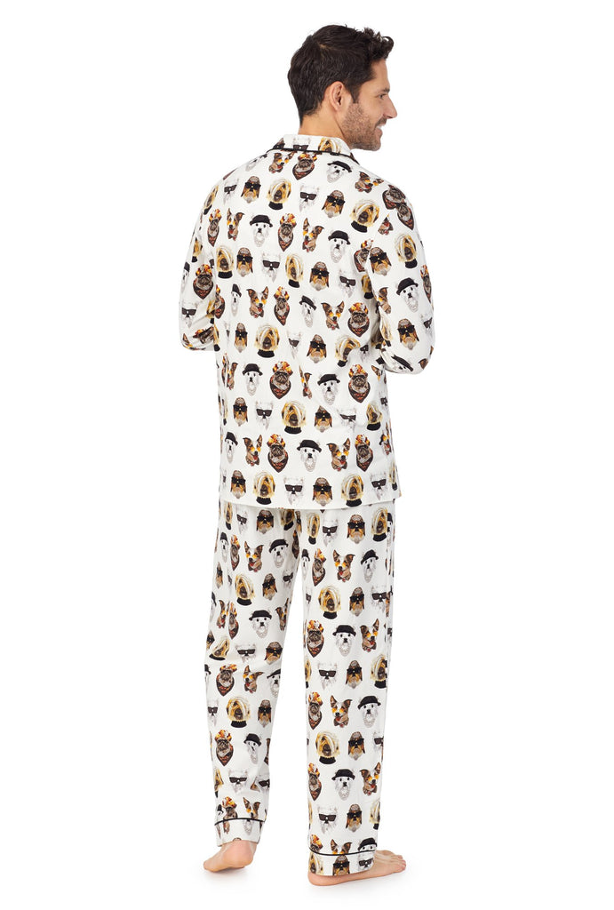 Celebrity Pups Mens Long Sleeve Classic Stretch Jersey PJ Set