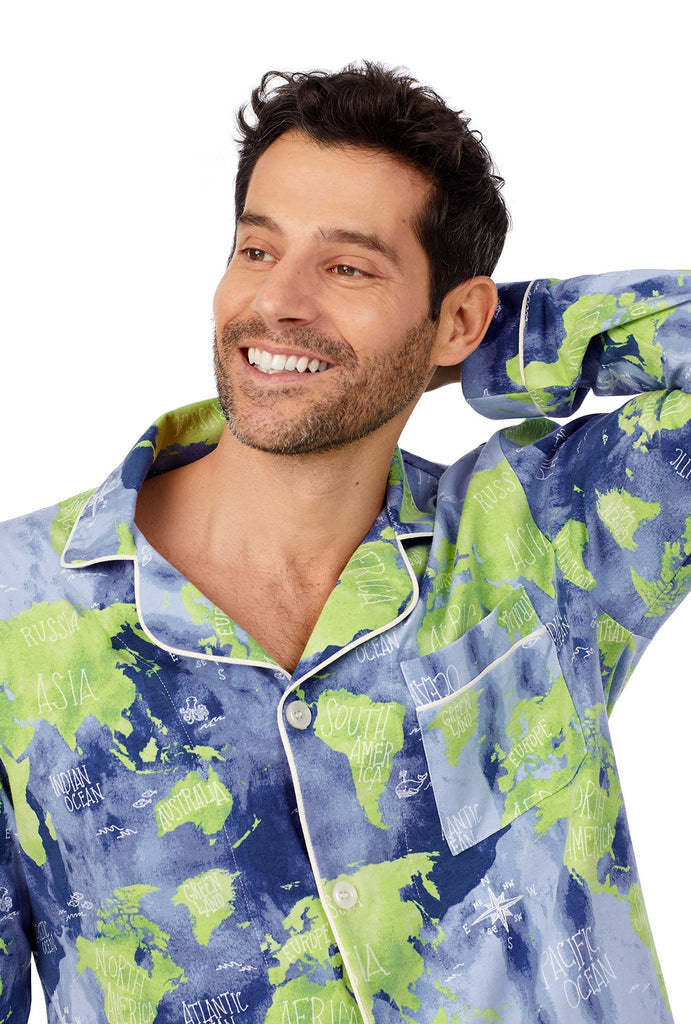 Mother Earth Mens Long Sleeve Classic Stretch Jersey PJ Set