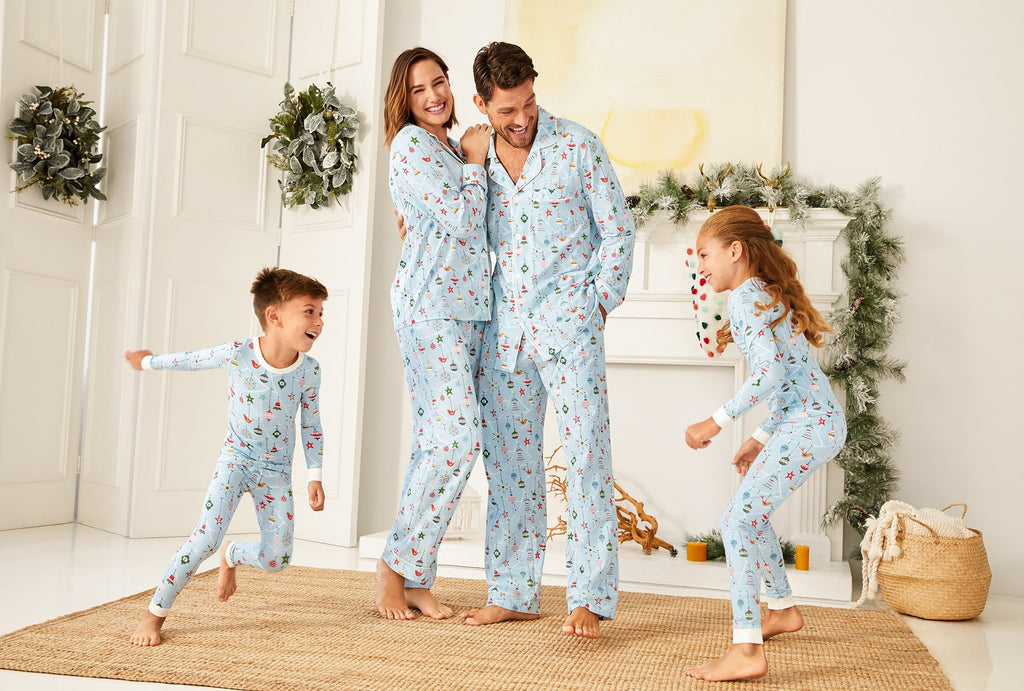 Deck the Halls Stretch Long Sleeve Kids 2pc Pant PJ Set