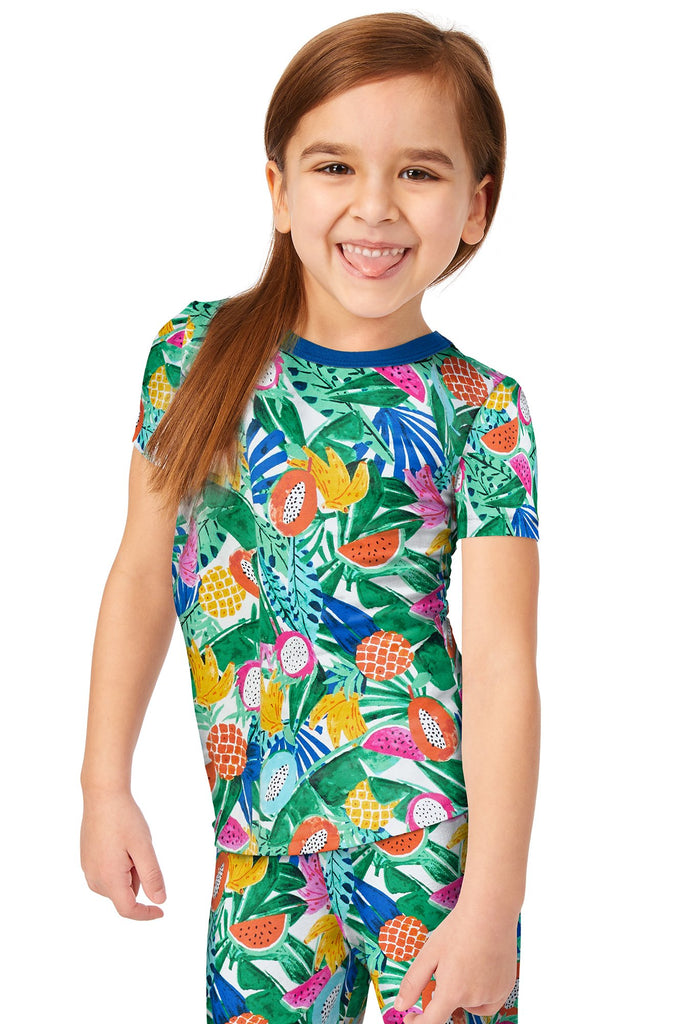 Tropical Fruits Short Sleeve Stretch Jersey Kids PJ Set