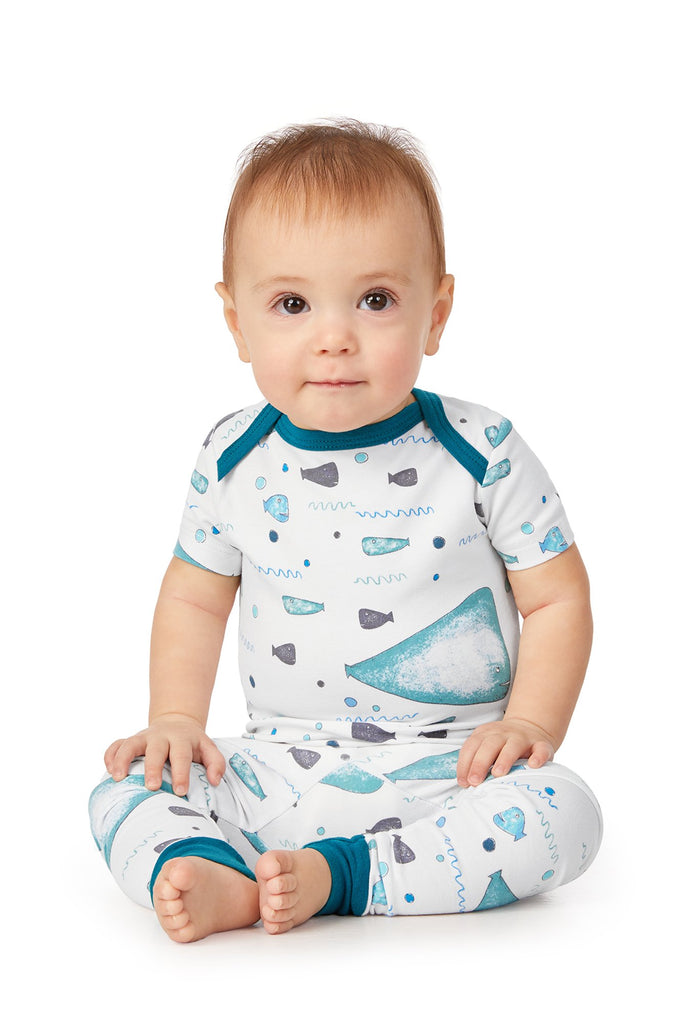 Whale and Friends Short Sleeve Stretch Jersey Boo Boo PJ Set w/ Book