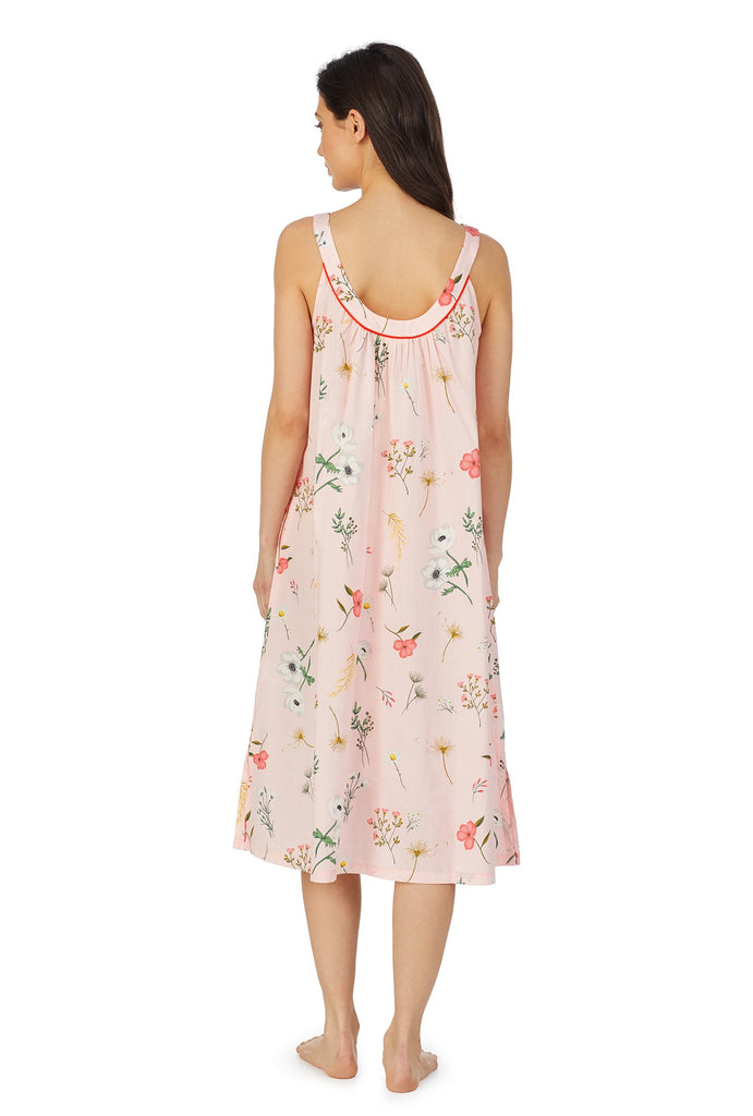 Flower Study Long V-Neck Woven Sateen Gown