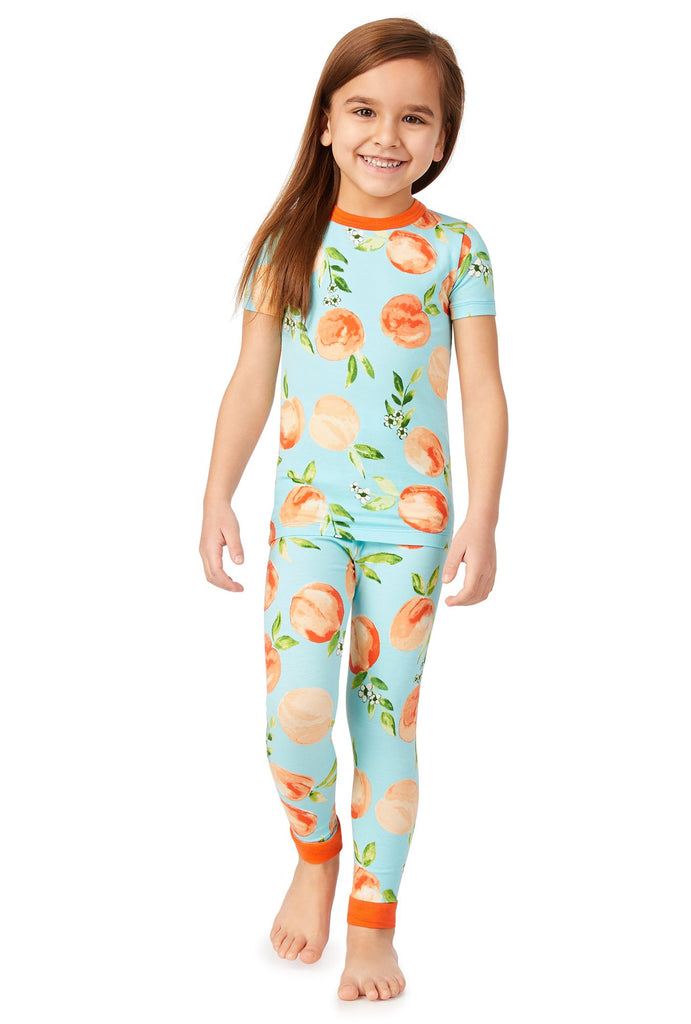 Peach Blossom Short Sleeve Stretch Jersey Kids PJ Set