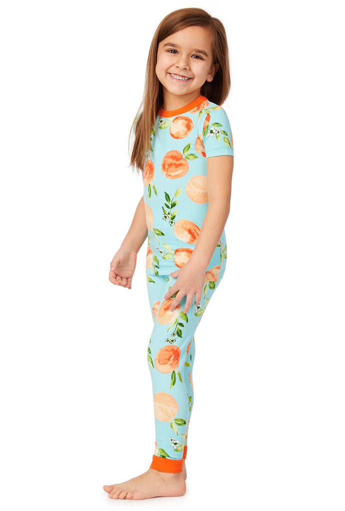 Peach Blossom Short Sleeve Stretch Jersey Kids PJ Set