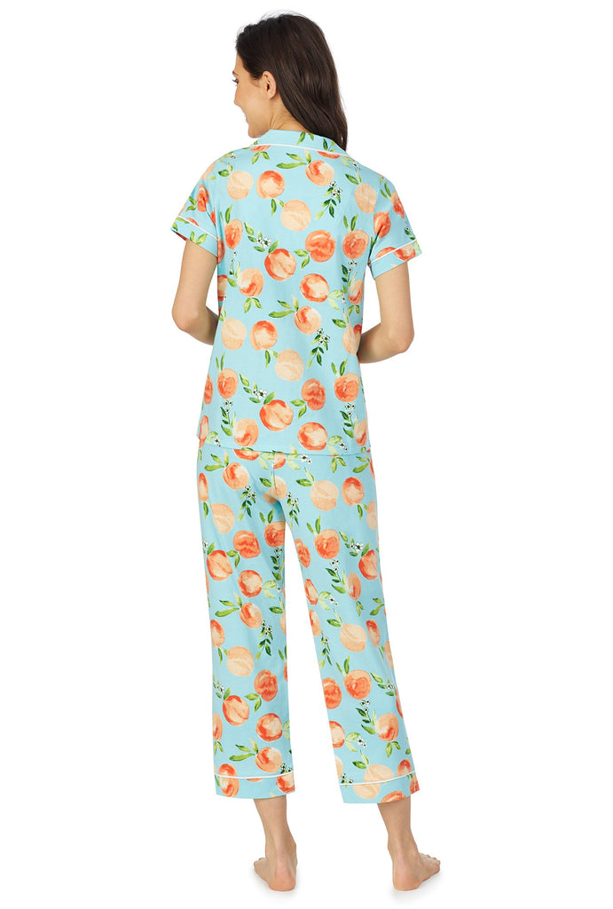 Peach Blossom Short Sleeve Classic Cropped Stretch Jersey PJ Set