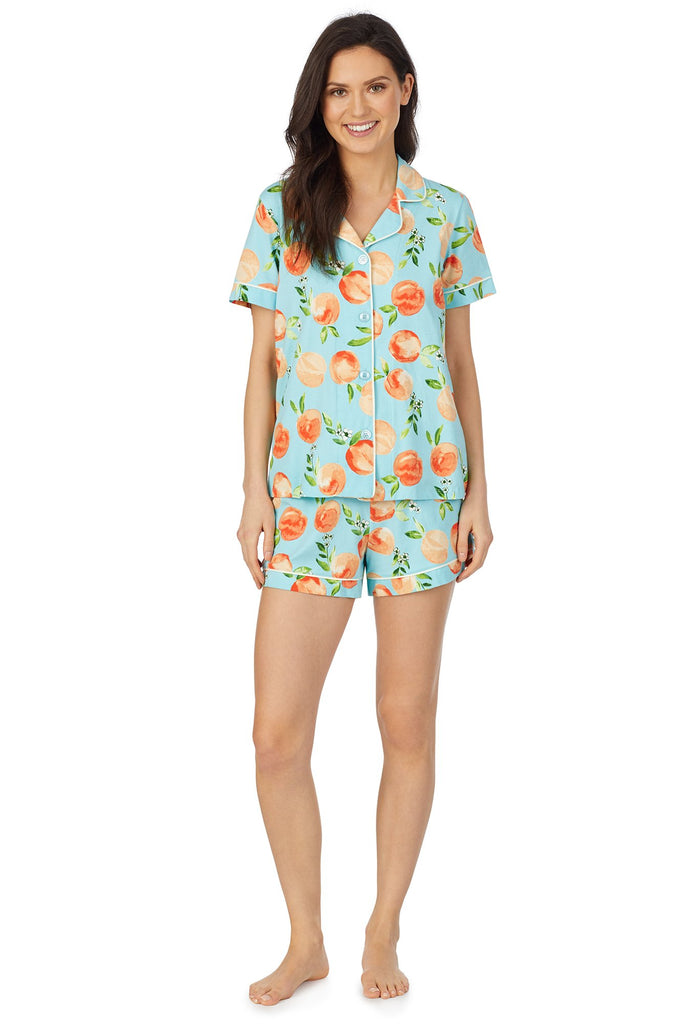Peach Blossom Short Sleeve Classic Shorty Stretch Jersey PJ Set