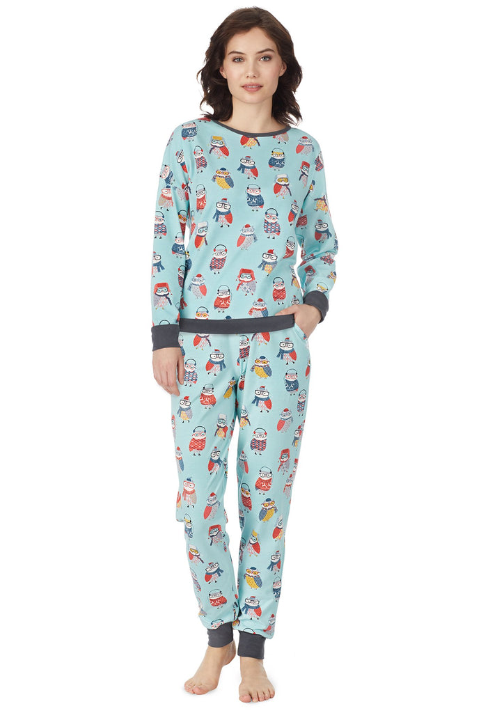Wise Owl Stretch Long Sleeve Pullover Crew & Jogger Set
