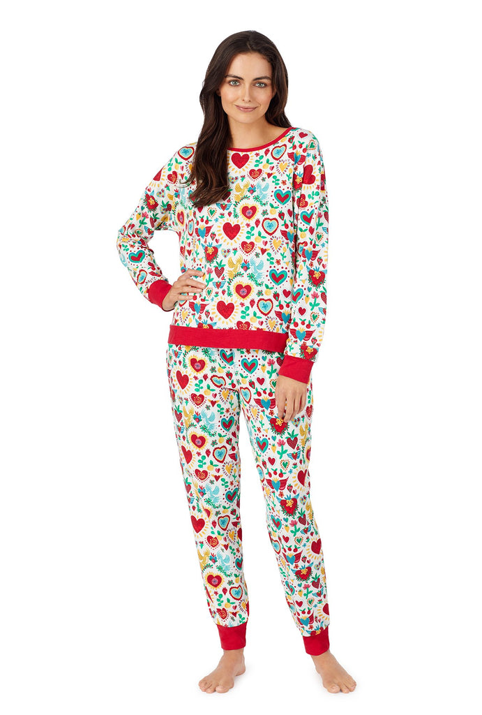Sacred Hearts Stretch Long Sleeve Pullover Crew & Jogger Set