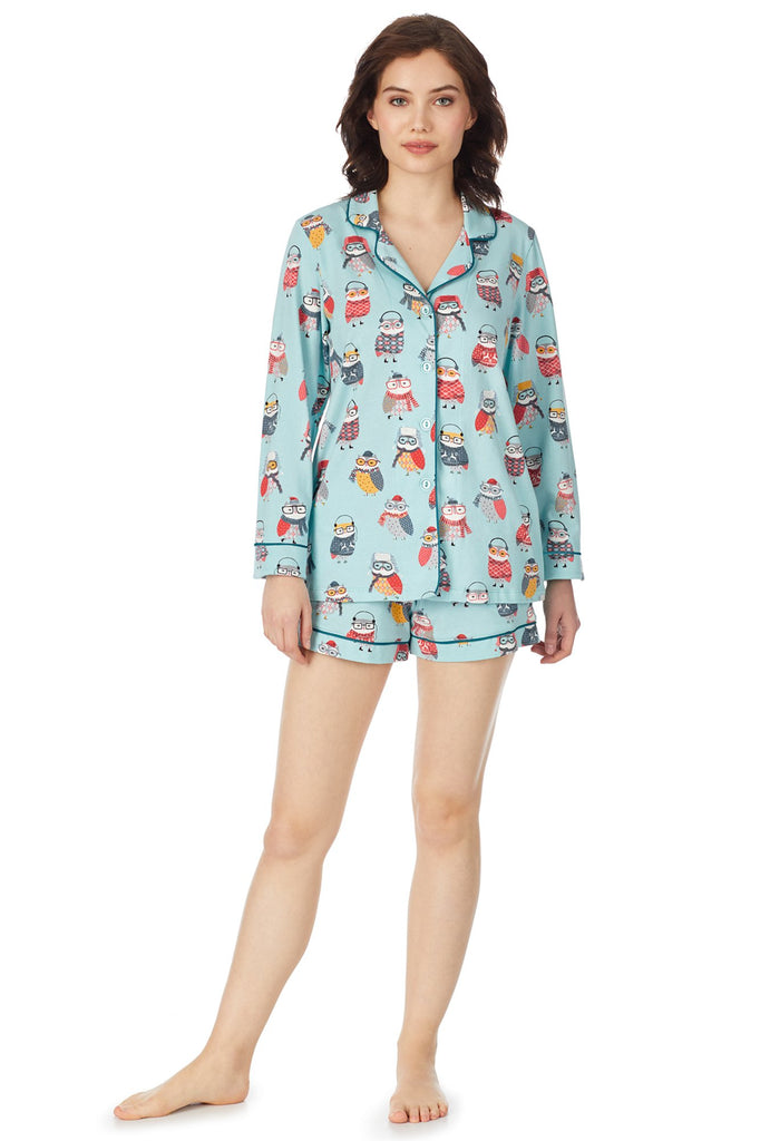 Wise Owl Stretch Long Sleeve Classic Shorty Set