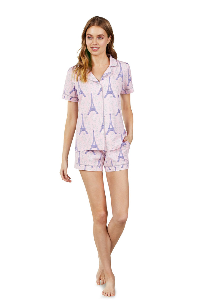 Colette's Eiffel Stretch Short Sleeve Classic Shorty PJ Set
