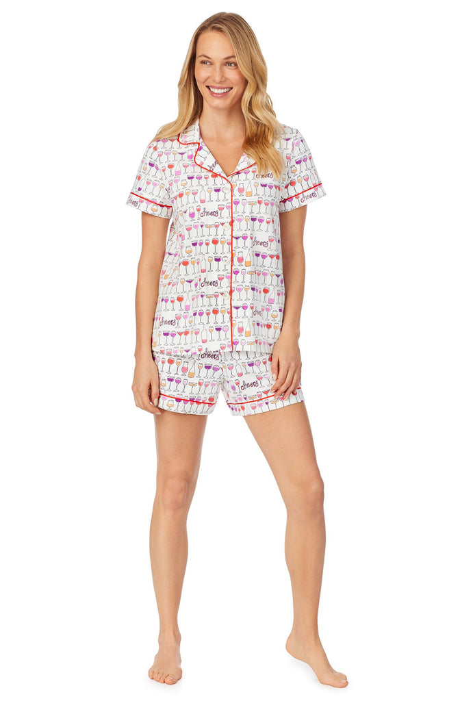 Happy Hour Short Sleeve Classic Shorty Stretch Jersey PJ Set