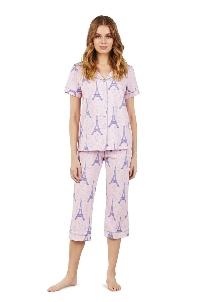 Colette's Eiffel Stretch Short Sleeve Cropped PJ Set