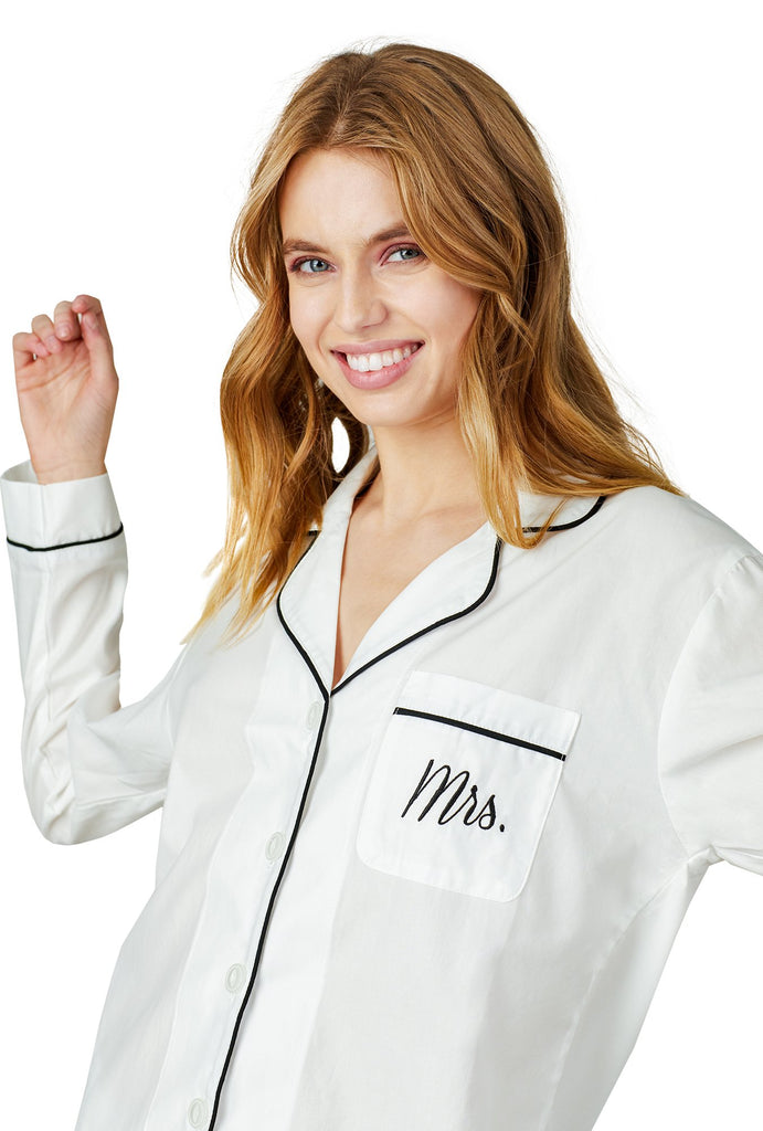 Ivory Long Sleeve Classic PJ Set - MRS Embroidery