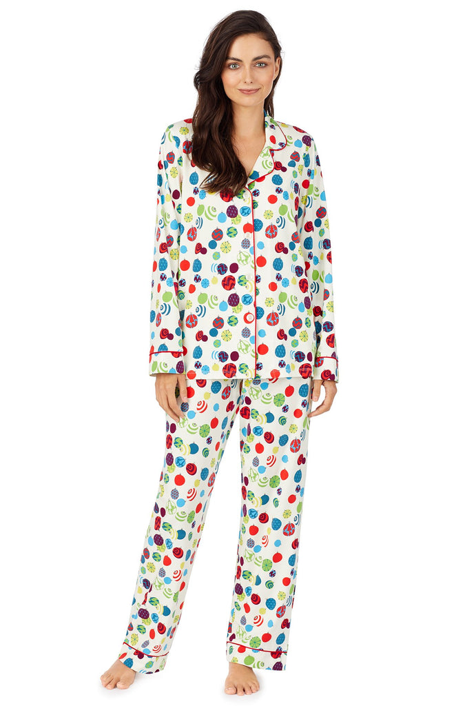 Multi Ornaments Stretch Long Sleeve Classic PJ Set