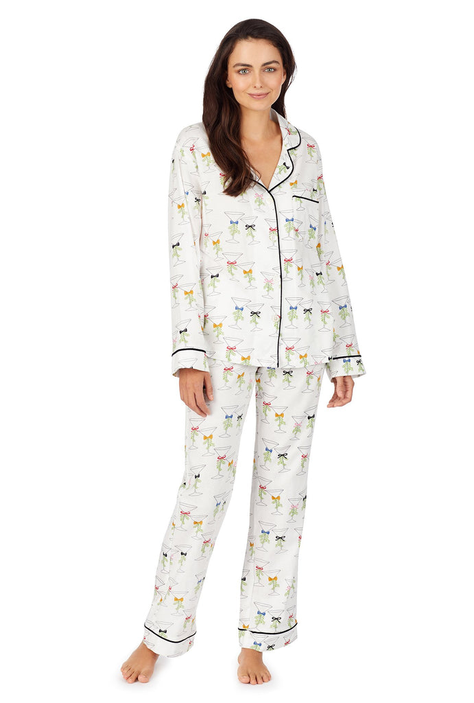 Martinis & Mistletoe Flannel Long Sleeve Classic PJ Set