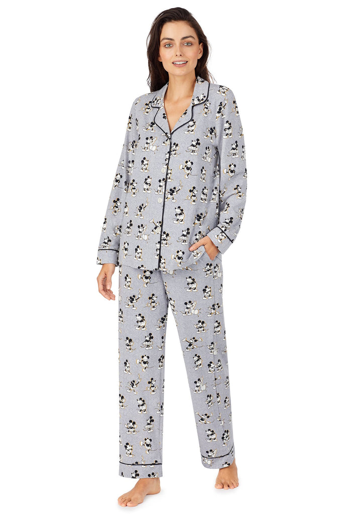 Bedhead Pajamas x Disney Vintage Mickey Grey Heather Stretch Long Sleeve Classic PJ Set