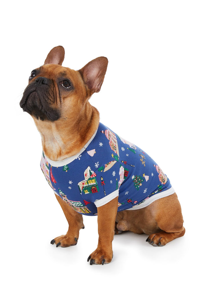Gingerbread Village Stretch Lounge Dog PJ