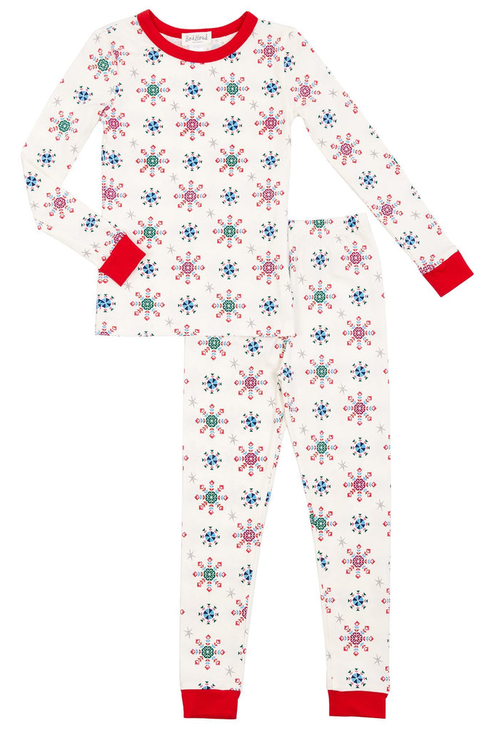 Stars and Snowflakes Stretch Long Sleeve Kids 2pc Pant PJ Set