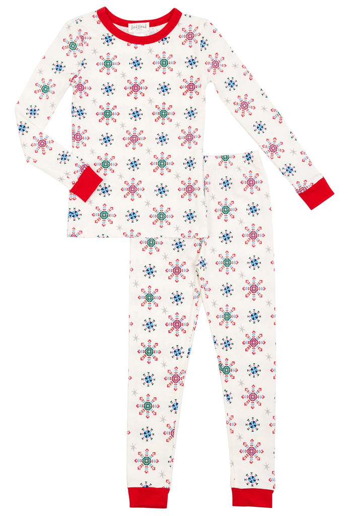 Stars and Snowflakes Stretch Long Sleeve Tween 2pc Pant PJ Set
