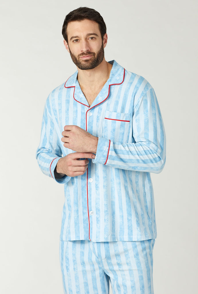 Citizen Stripe Stretch Mens Long Sleeve Classic Pj Set