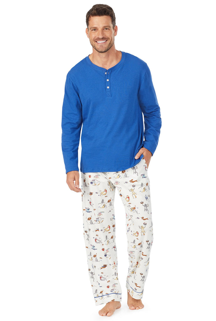 Meowzel Tov Mens Stretch Henley PJ Set
