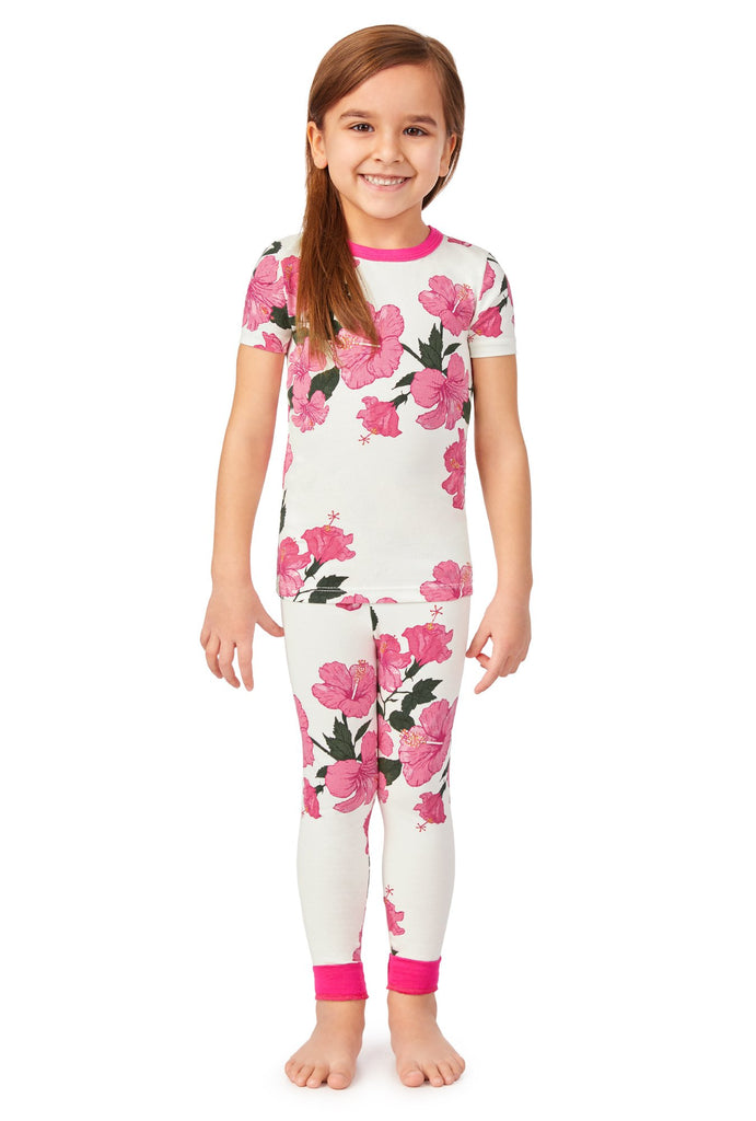 Island Flower Short Sleeve Stretch Jersey Kids PJ Set