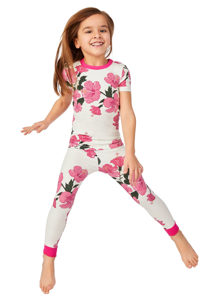 Island Flower Short Sleeve Stretch Jersey Kids PJ Set