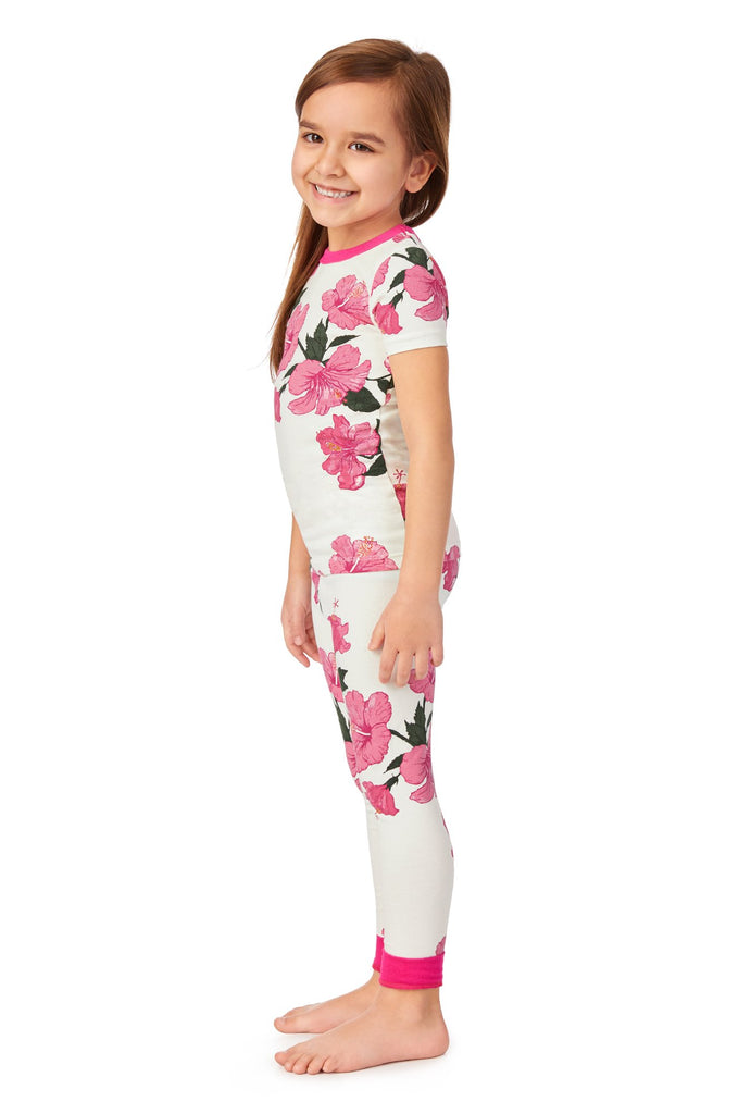 Island Flower Short Sleeve Stretch Jersey Kids PJ Set