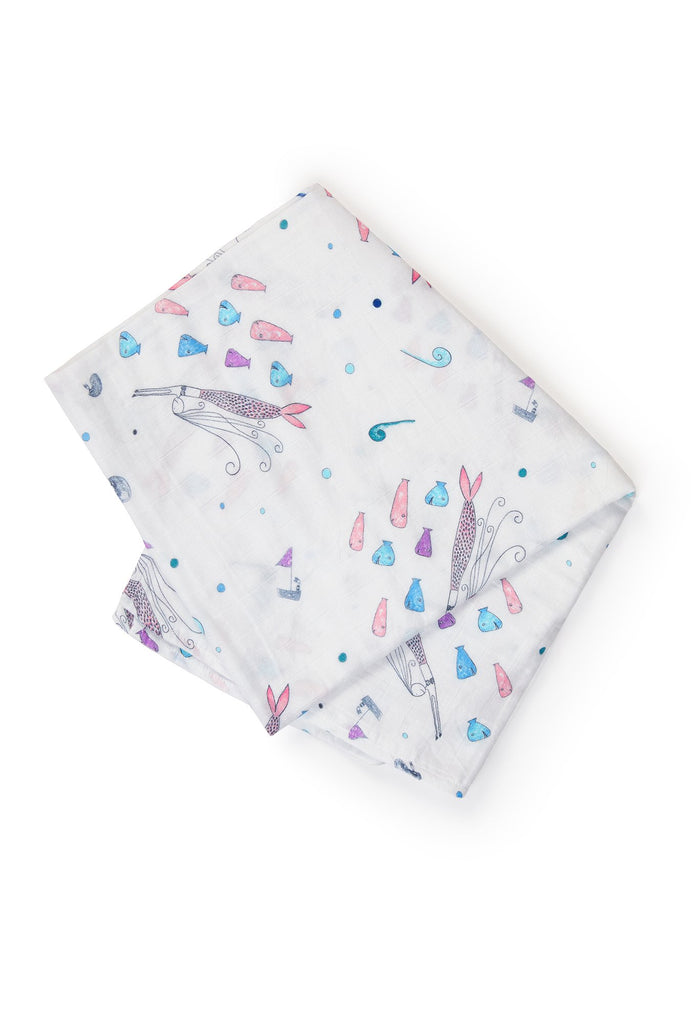 Swimming with Benita Woven Cotton Infant Swaddle Blanket