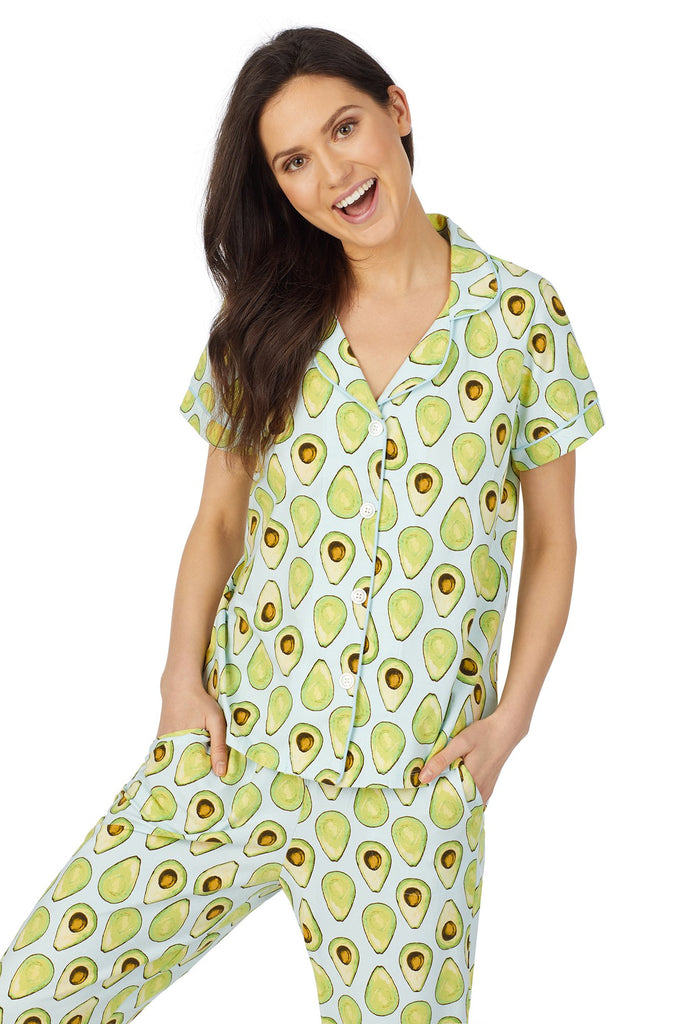 Avocuddle Short Sleeve Classic Cropped Stretch Jersey PJ Set