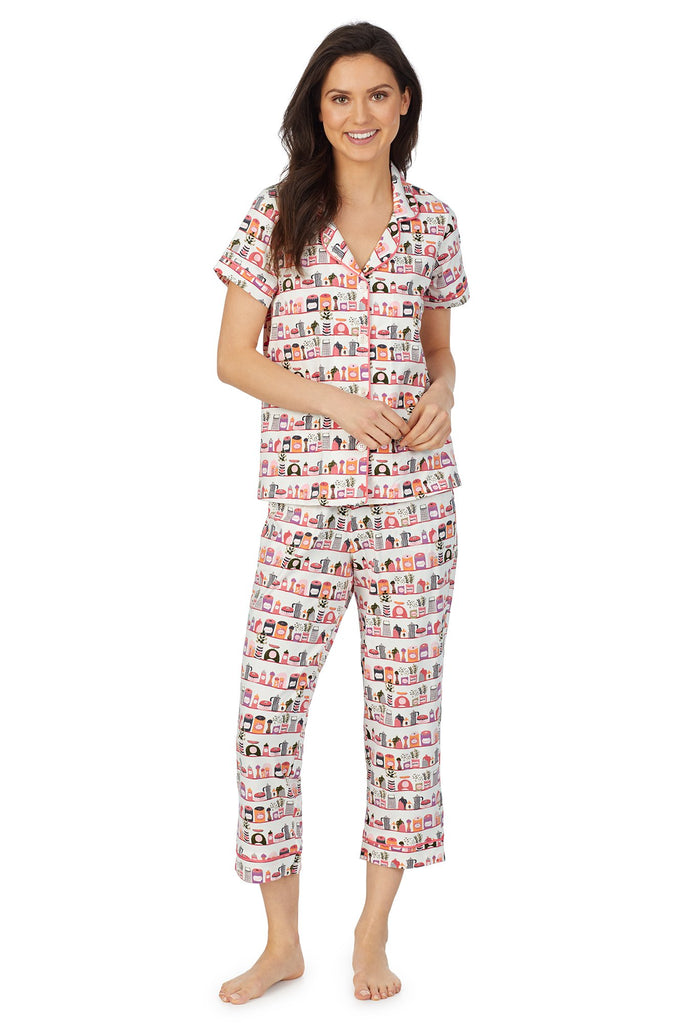 In the Pantry Short Sleeve Classic Cropped Stretch Jersey PJ Set