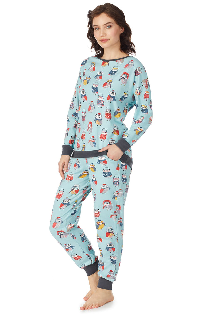Wise Owl Stretch Long Sleeve Pullover Crew & Jogger Set