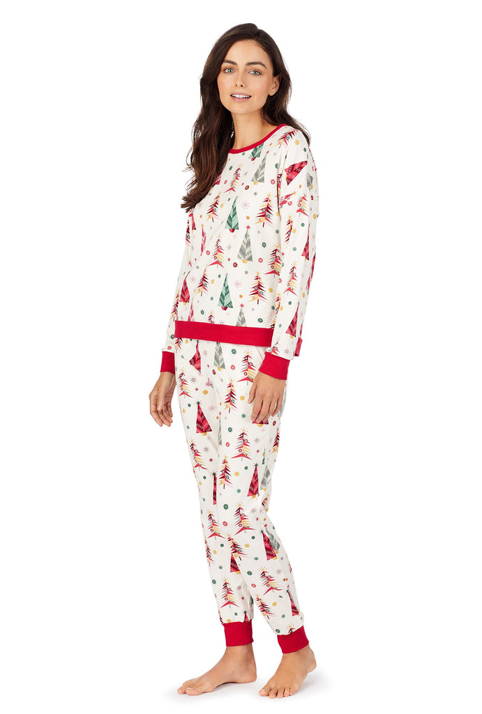 Christmas Tree Stretch Long Sleeve Pullover Crew & Jogger Set