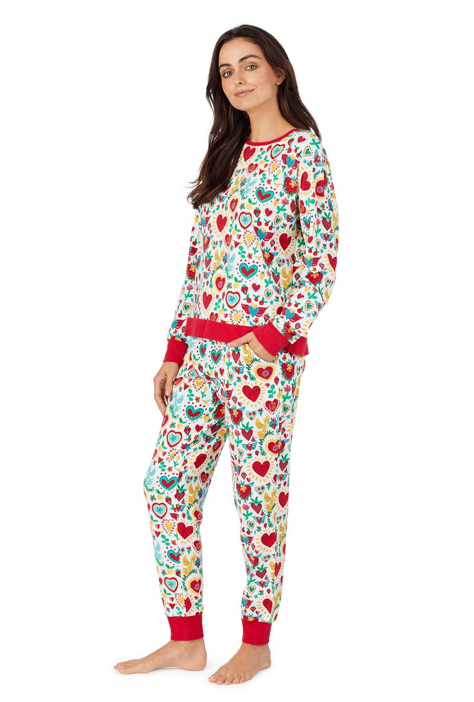 Sacred Hearts Stretch Long Sleeve Pullover Crew & Jogger Set