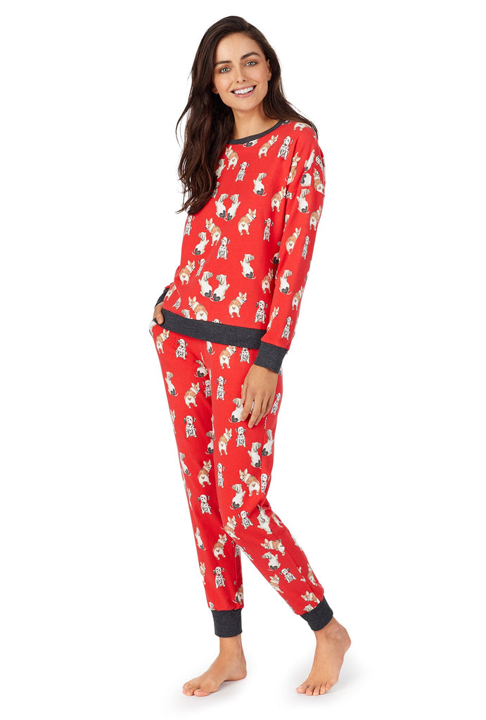 Sweet Hearts Stretch Long Sleeve Pullover Crew & Jogger Set