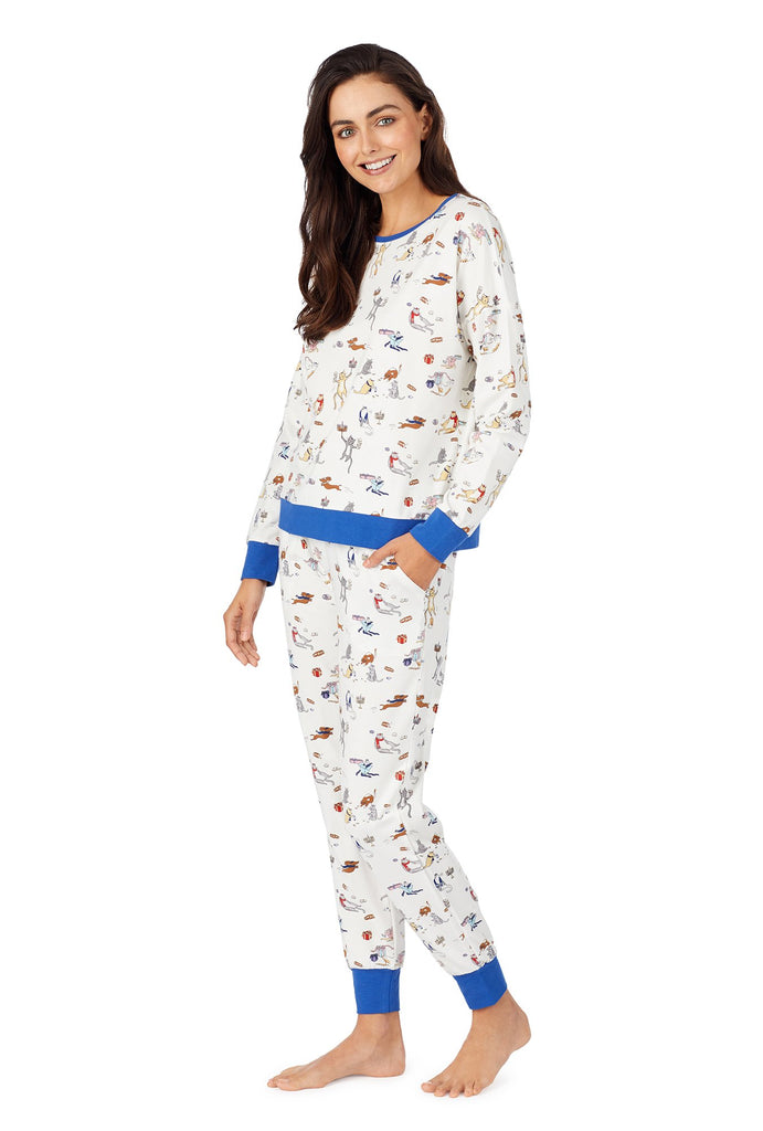 Meowzel Tov Stretch Long Sleeve Pullover Crew & Jogger Set