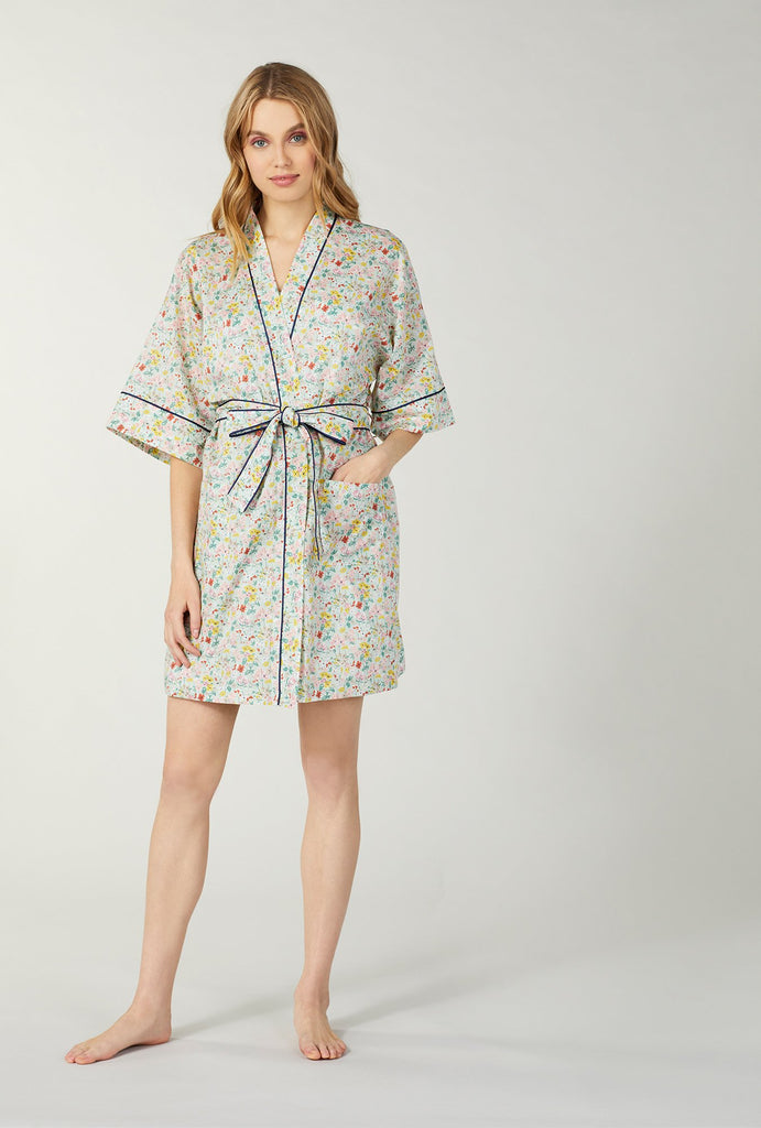 Liberty Fabrics California Bloom Cotton 3/4 Sleeve Kimono Robe