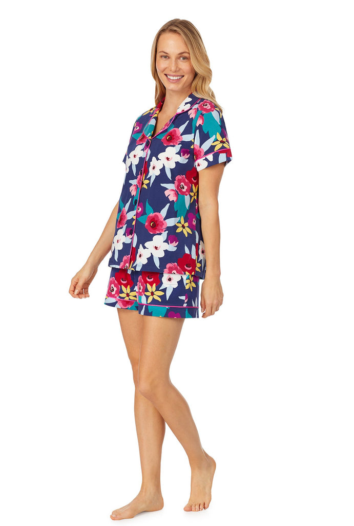 Painter's Floral Short Sleeve Classic Shorty Stretch Jersey PJ Set