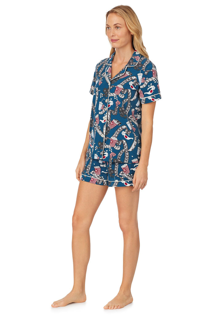 Movie Night Short Sleeve Classic Shorty Stretch Jersey PJ Set