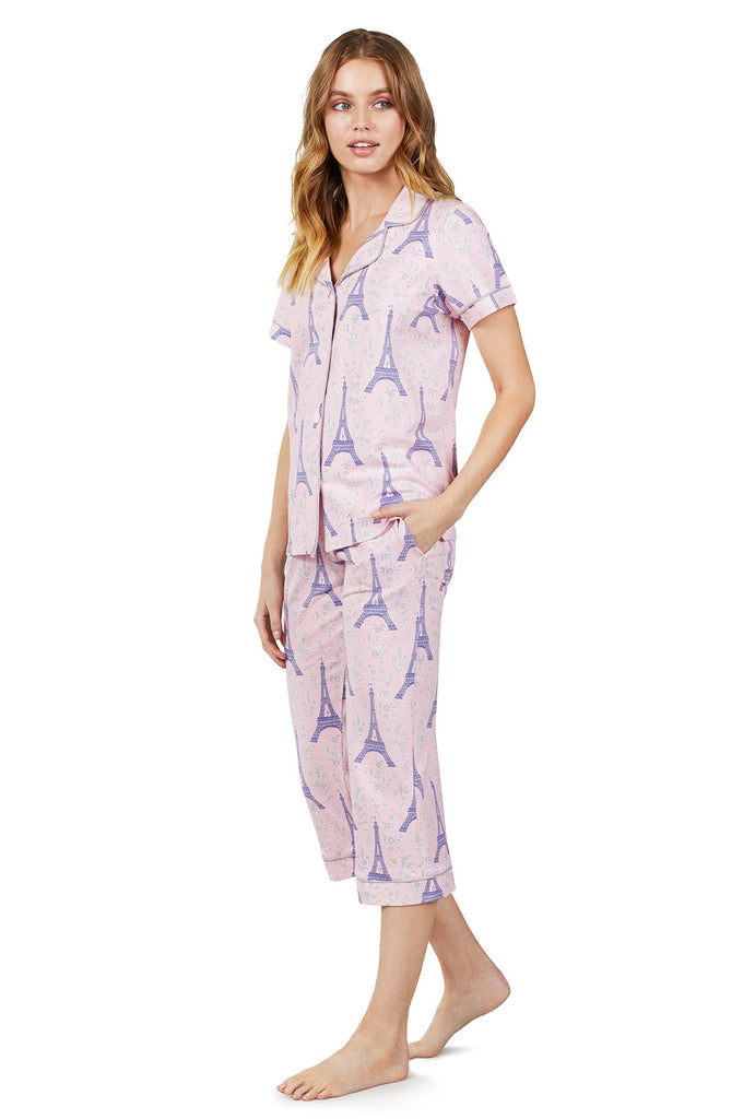 Colette's Eiffel Stretch Short Sleeve Cropped PJ Set