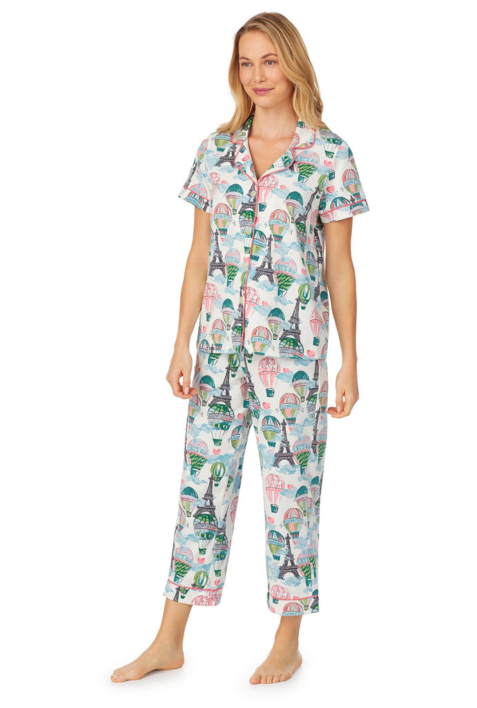 On Top of the World Short Sleeve Cropped Stretch Jersey PJ Set