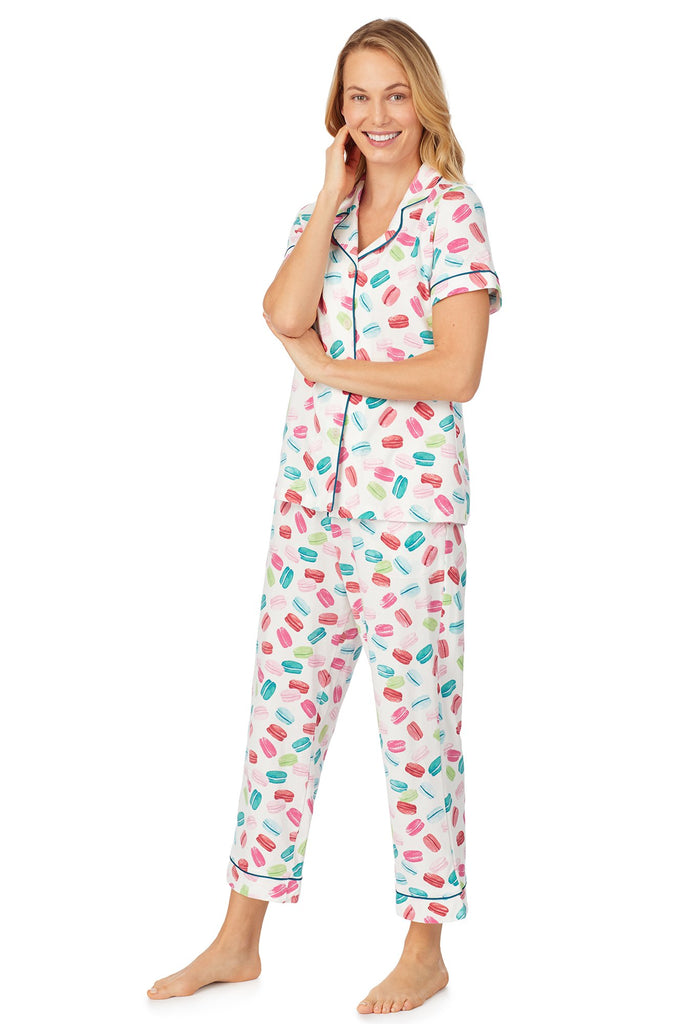 Les Macarons Short Sleeve Cropped Stretch Jersey PJ Set